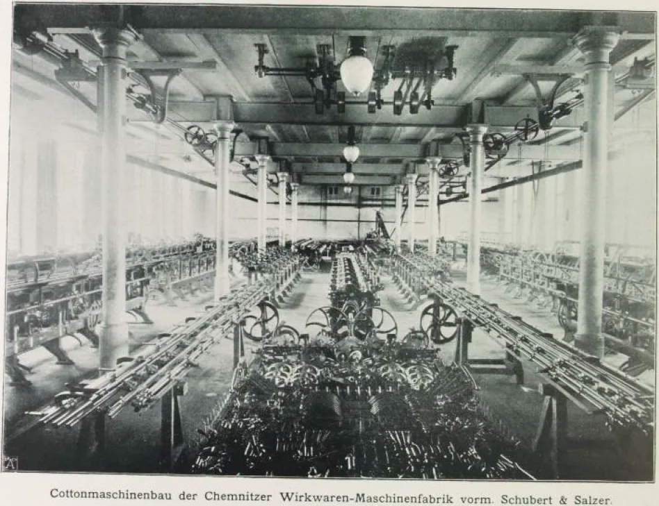 Historischer Maschinensaal von Schubert und Salzer um 1900
